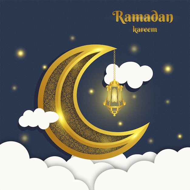 Crescent Islamic and lantern vector illustration for Ramadan Kareem and Eid Mubarak