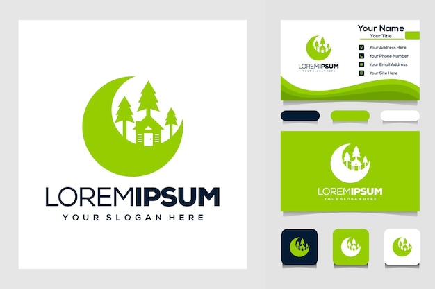 Crescent moon and home modern logo template