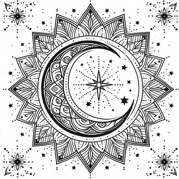 Vector a crescent moon mandala vector