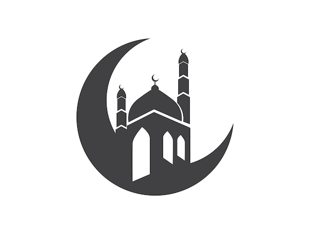 Crescent moon and mosque design elements Muslim islamic