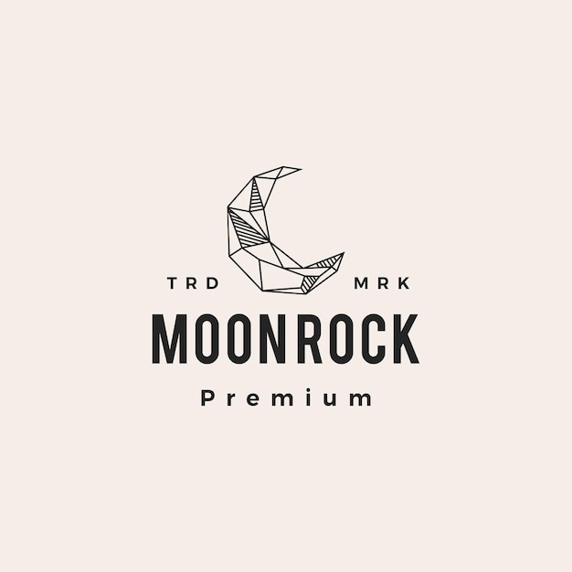 Crescent moon rock hipster vintage logo icon illustration