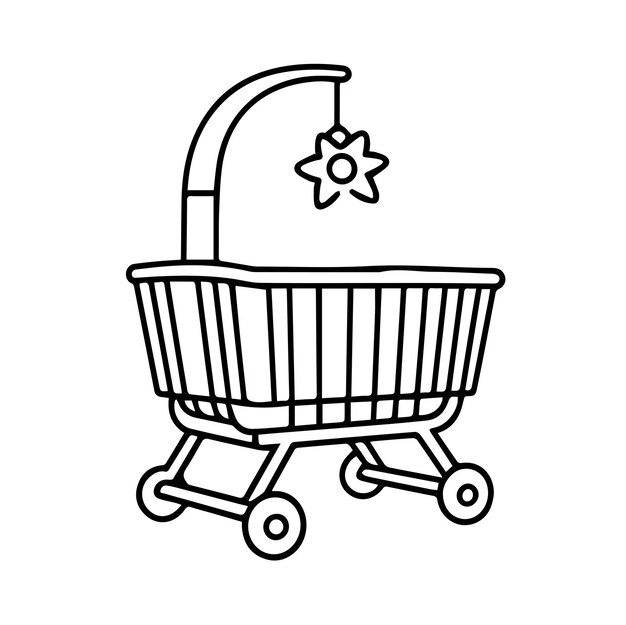 crib black outline vector design illustration for story book