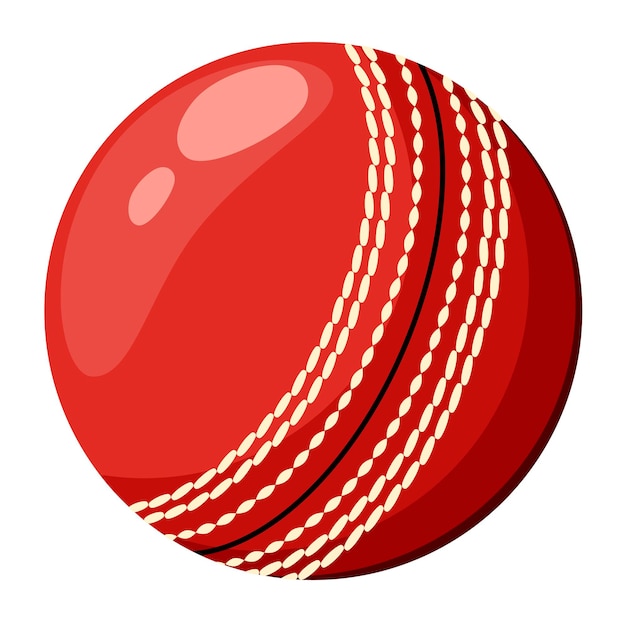 A cricket ball on a white background. Cartoon design.