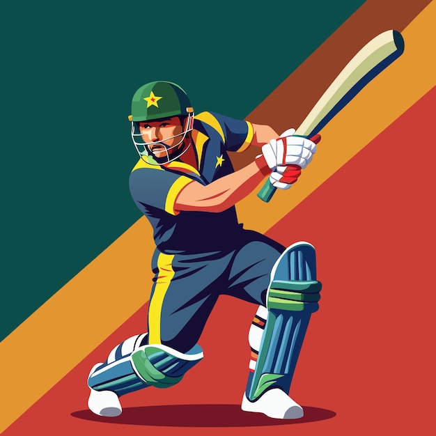 Cricket Batsman Art Vector Illustration Design