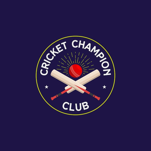 Vector cricket champion club emblem graphic logo design template vintage vector illustration of cricket