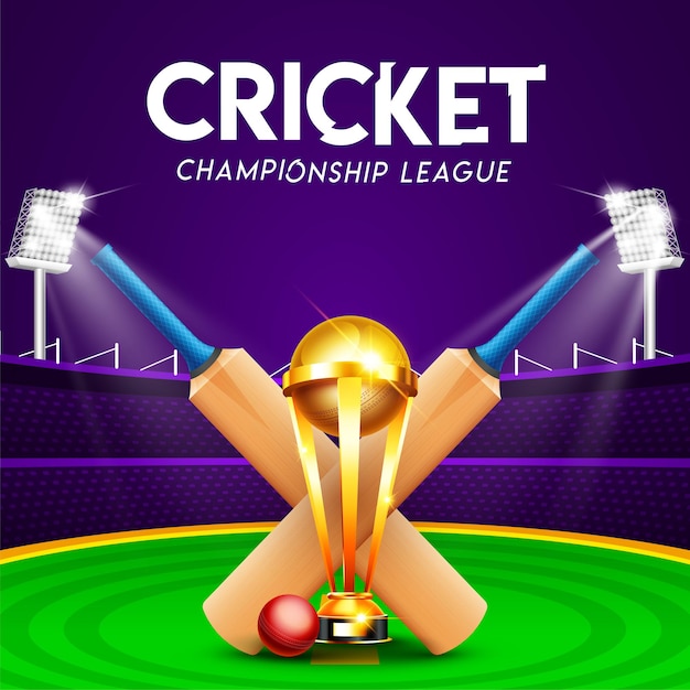 Cricket championship league concept with cricket bat