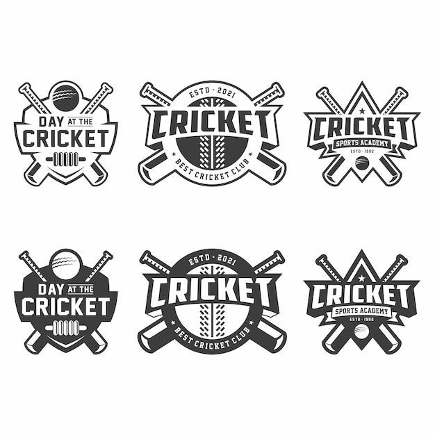 Cricket logo emblem set collection design template on light background