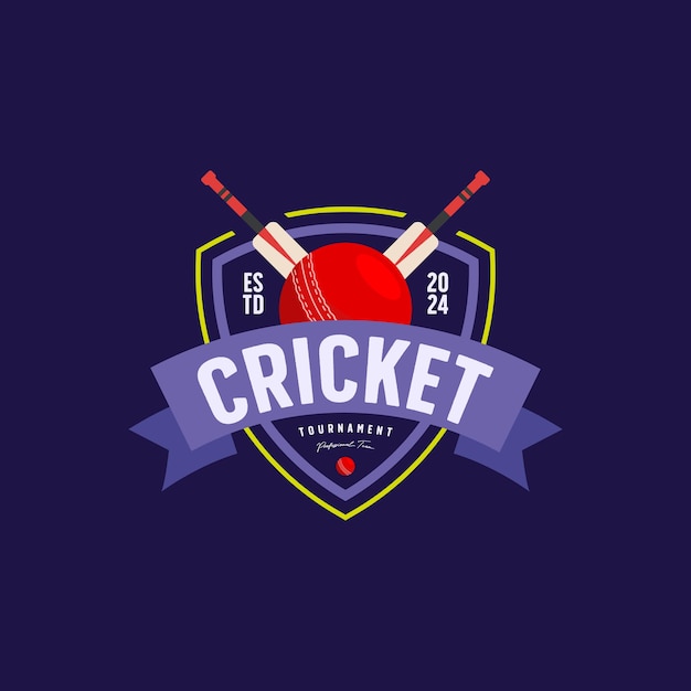 Vector cricket logo emblem template design cricket logo vintage style vector illustration on isolated