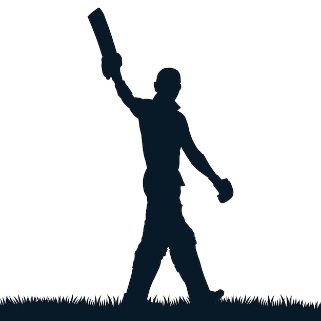 Vector cricket player batsman pose silhouette