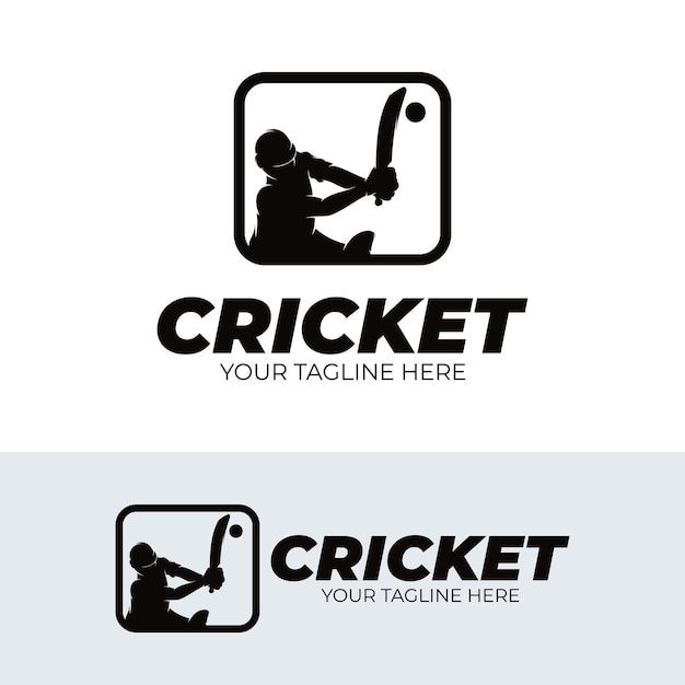 Cricket player logo design template