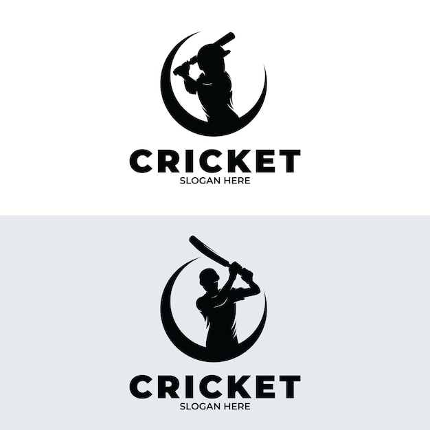 Cricket player logo design template