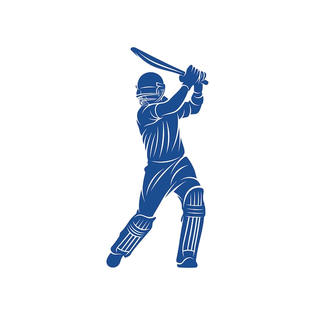 Cricket player logo design vector Icon Symbol Template Illustration