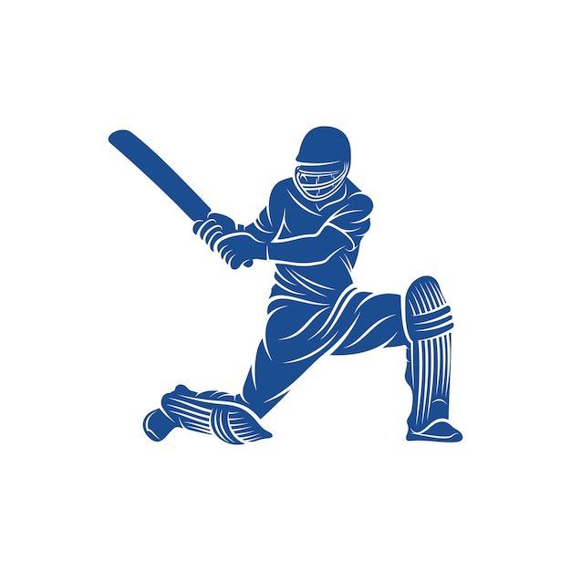 Cricket player logo design vector Icon Symbol Template Illustration