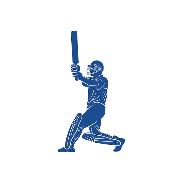 Cricket player logo design vector Icon Symbol Template Illustration