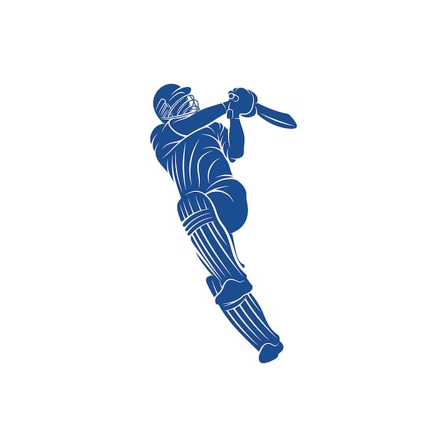 Cricket player logo design vector Icon Symbol Template Illustration