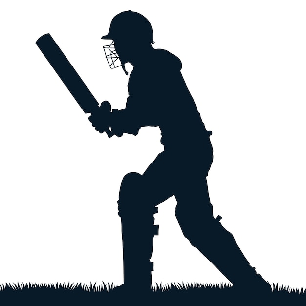 Vector cricket player pose silhouette vector