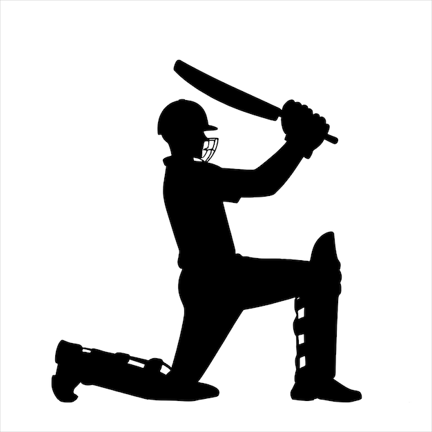 Cricket Player Silhouettes Vector