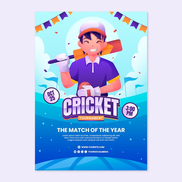 Cricket poster design template