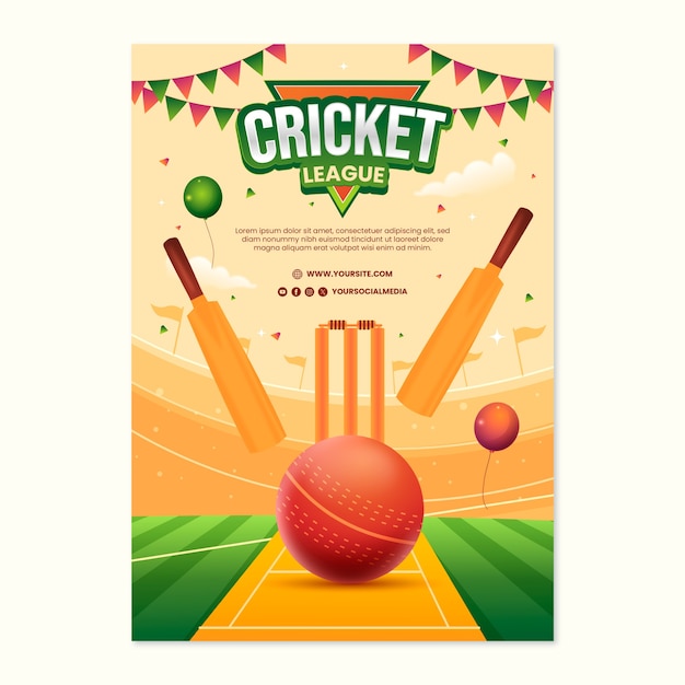 Vector cricket poster design template