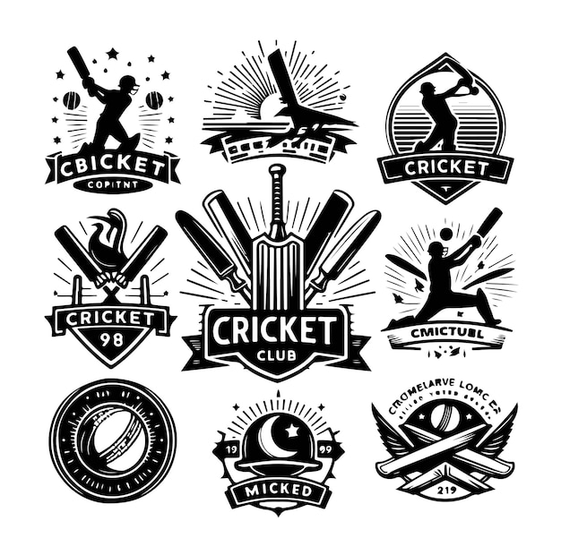 Vector cricket sport club logo set design template