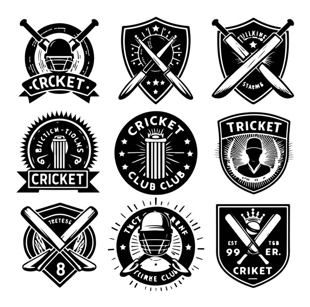 Vector cricket sport club logo set design template