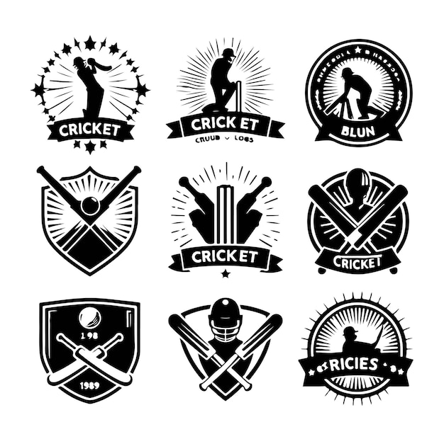 Vector cricket sport club logo set design template