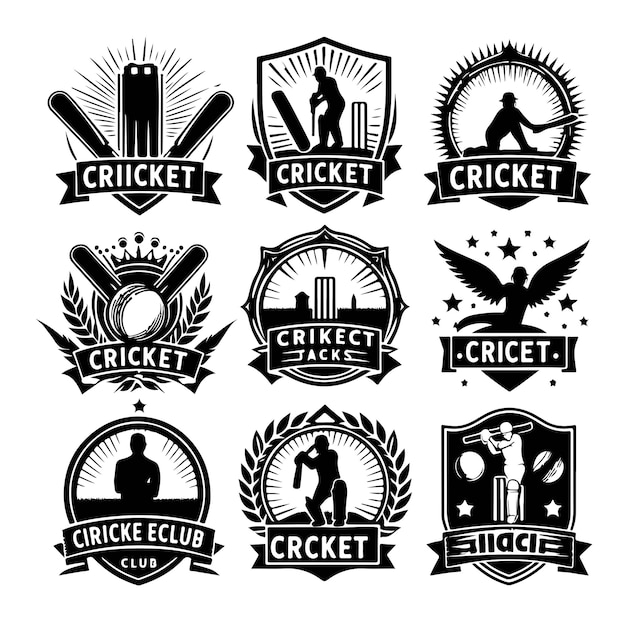 Vector cricket sport club logo set design template