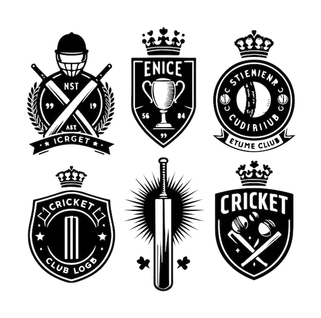 Vector cricket sport club logo set design template