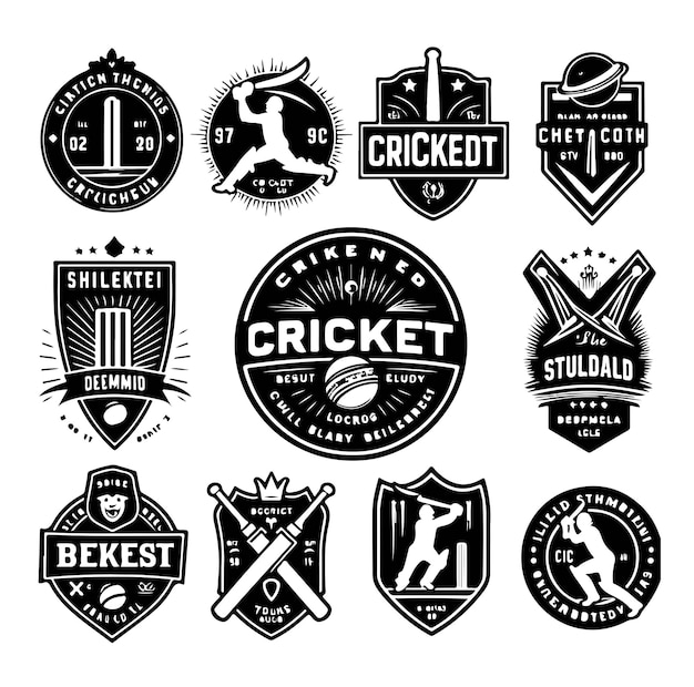 Vector cricket sport club logo set design template