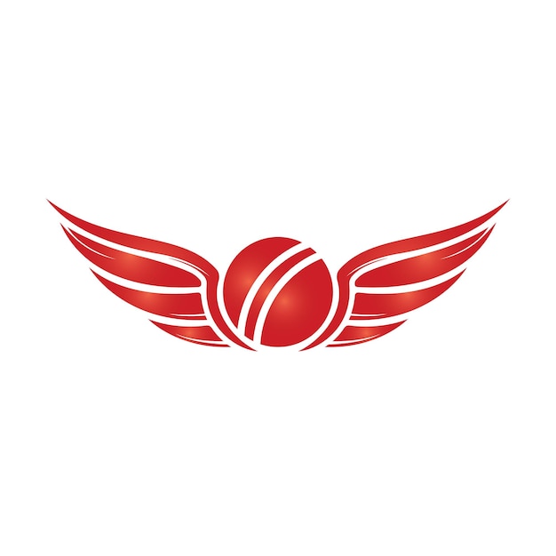 Cricket sports vector logo design template Cricket ball with wings icon design