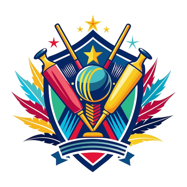 Vector cricket tournament toffee sticker