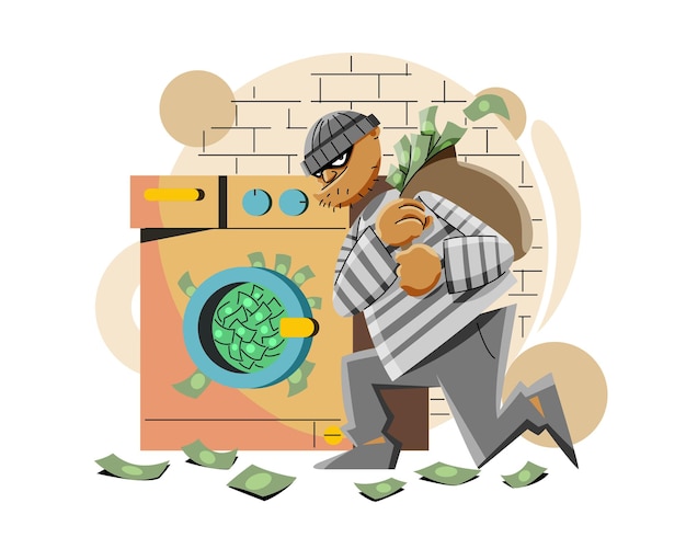 Criminal doing money laundering concept