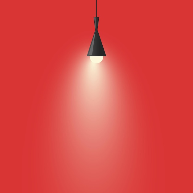 Crimson Red Background With Chandlier Lamp