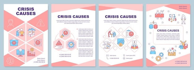 Crisis causes red brochure template