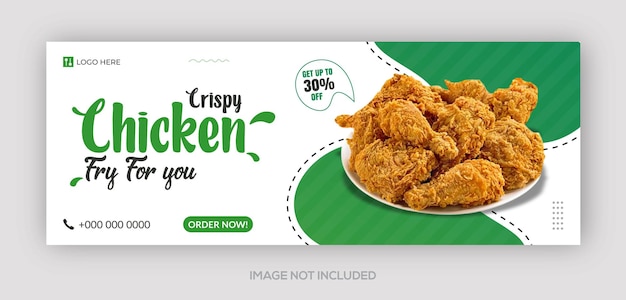 Crispy chicken fry and fast food menu banner or restaurant facebook cover design template