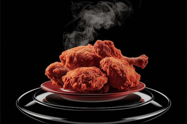 Vector crispy fried and grilled chicken in dark background