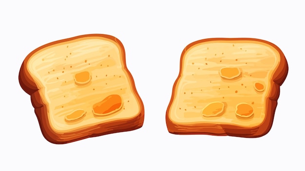 Crispy Toast Bread Isolated Icons on White Background