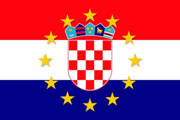 Croatia national flag with a circle of EU