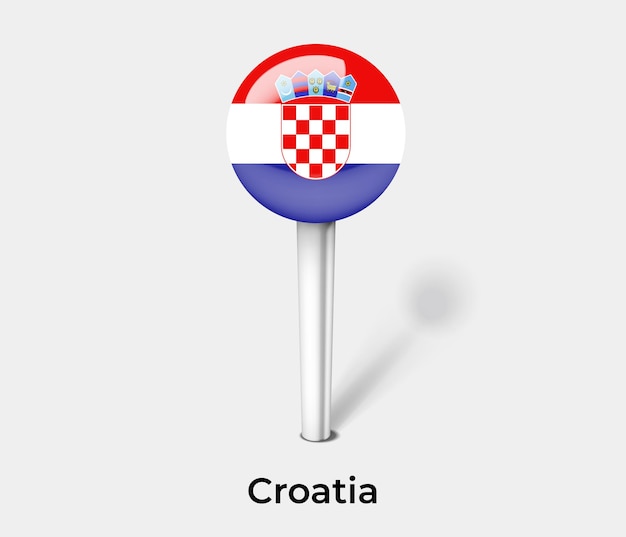 Croatia push pin for map vector illustration