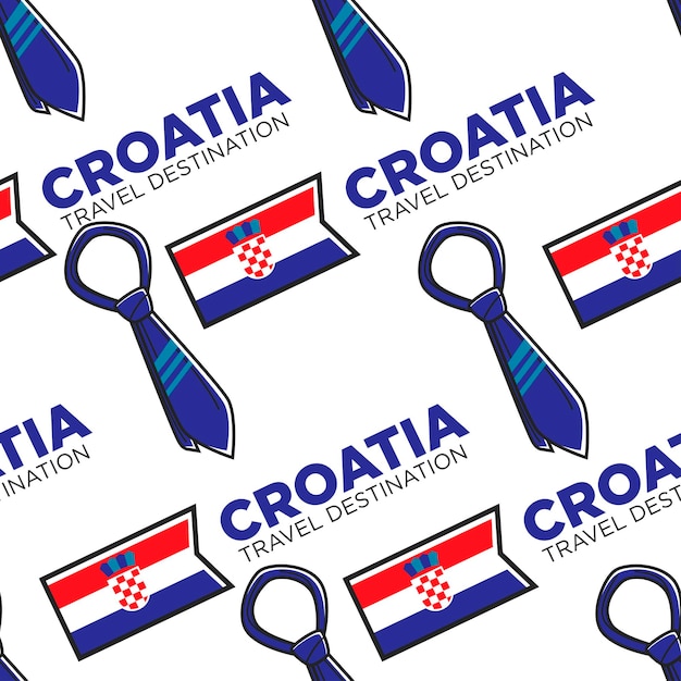 Croatia travel destination seamless pattern national flag and tie