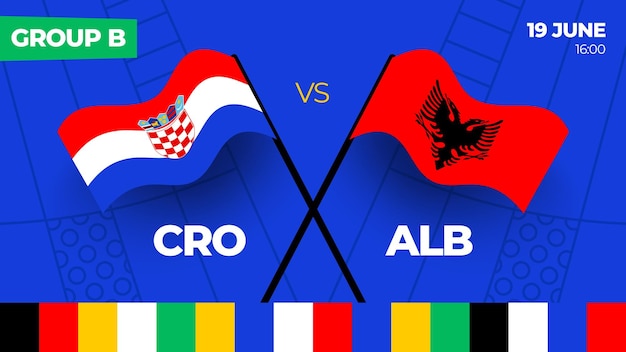 Croatia vs Albania football 2024 match versus 2024 group stage championship match versus teams intro sport background championship competition