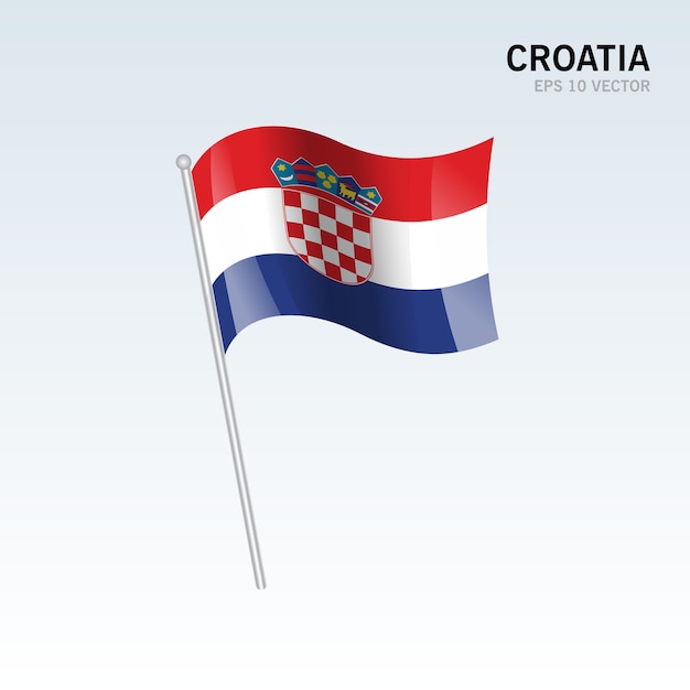 Croatia waving flag isolated on gray background