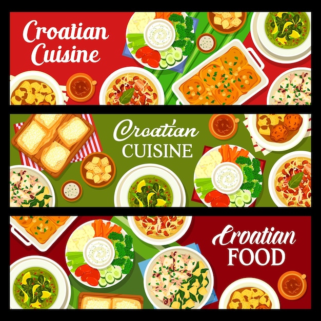 Croatian cuisine banners restaurant food dishes