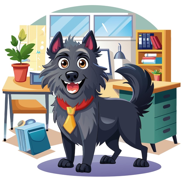 Croatian Sheepdog dog happy stands office vector