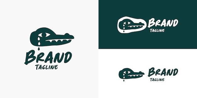 Crocodile Alligator Tears Fun Funny Logo Design Concept Vector Template for Brand Business Company