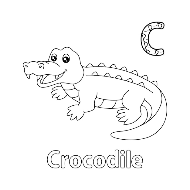 Crocodile Alphabet ABC Coloring Page C