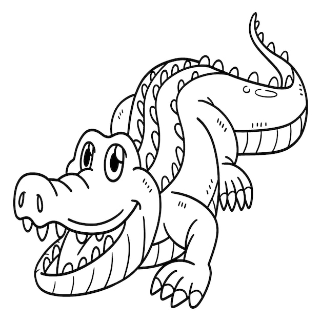 Crocodile Animal Isolated Coloring Page for Kids