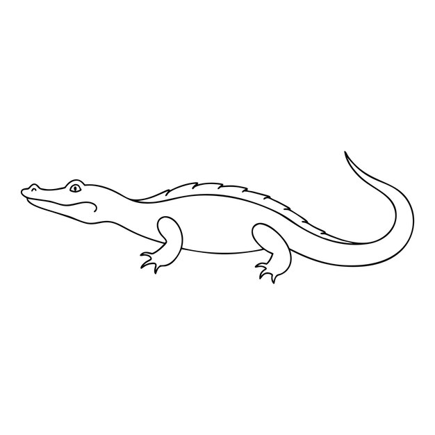 Crocodile animal Single continuous minimal line art illustration