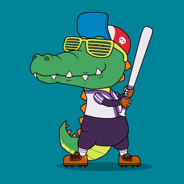 Crocodile baseball Player.