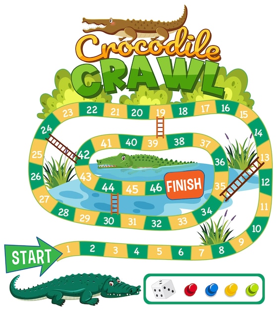 Crocodile Crawl Board Game Illustration